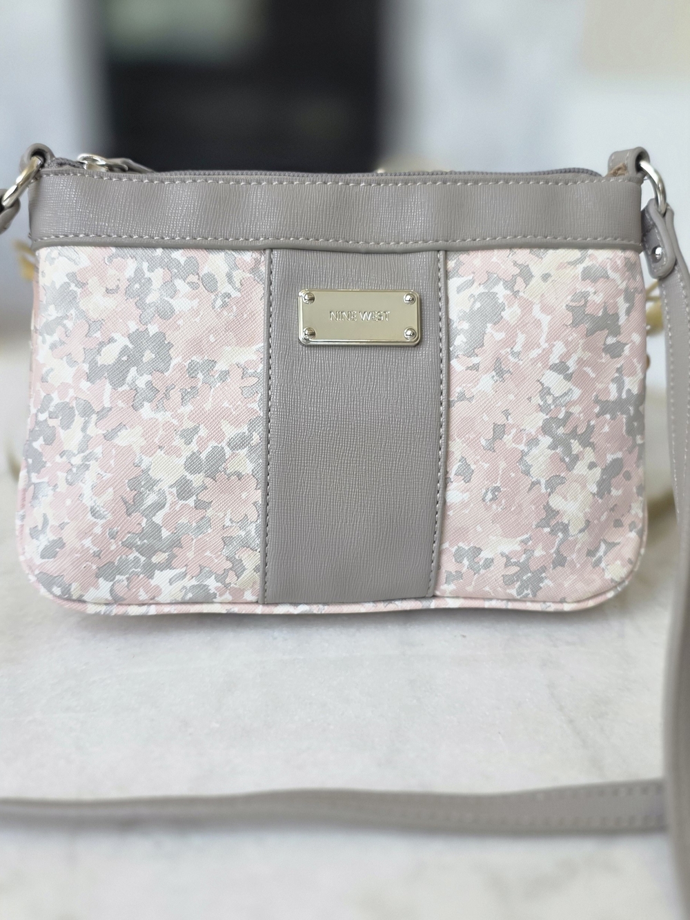 Nine West Coralia Sure Springs Crossbody Bag Gray Floral